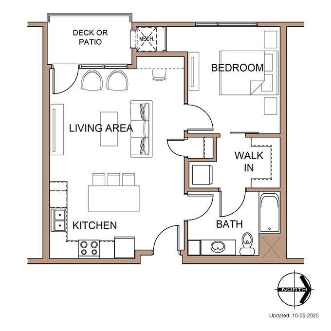 Farnam Flats - One Bedroom 'A' Apartment Floor Plan Details.