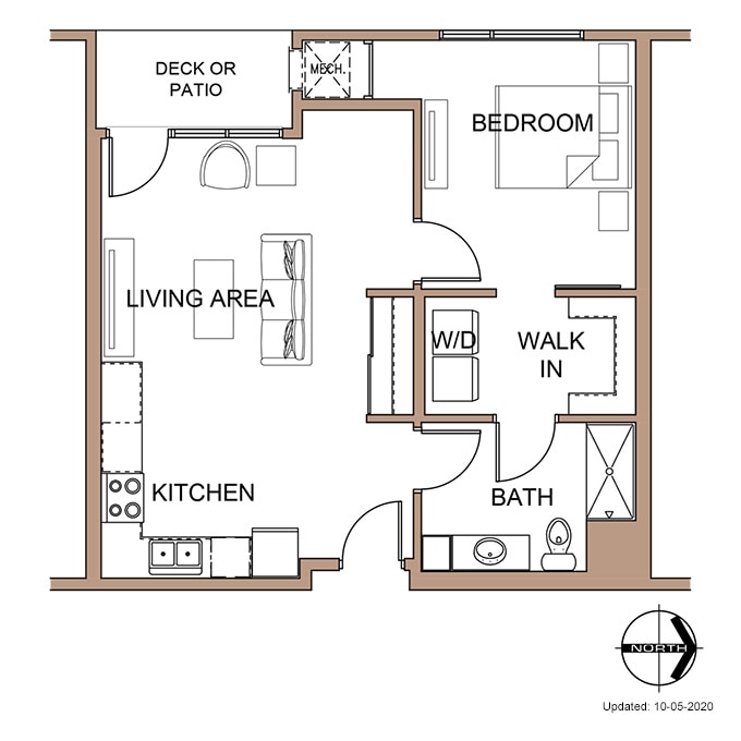 Farnam Flats - One Bedroom 'ADA' Apartment Floor Plan Details.