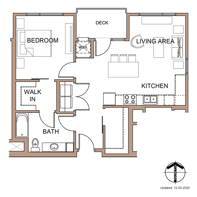 Farnam Flats - One Bedroom 'B' Apartment Floor Plan Details.