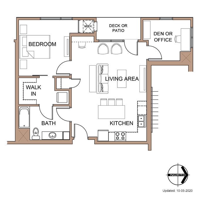 Farnam Flats - One Bedroom 'C' Apartment Floor Plan Details.