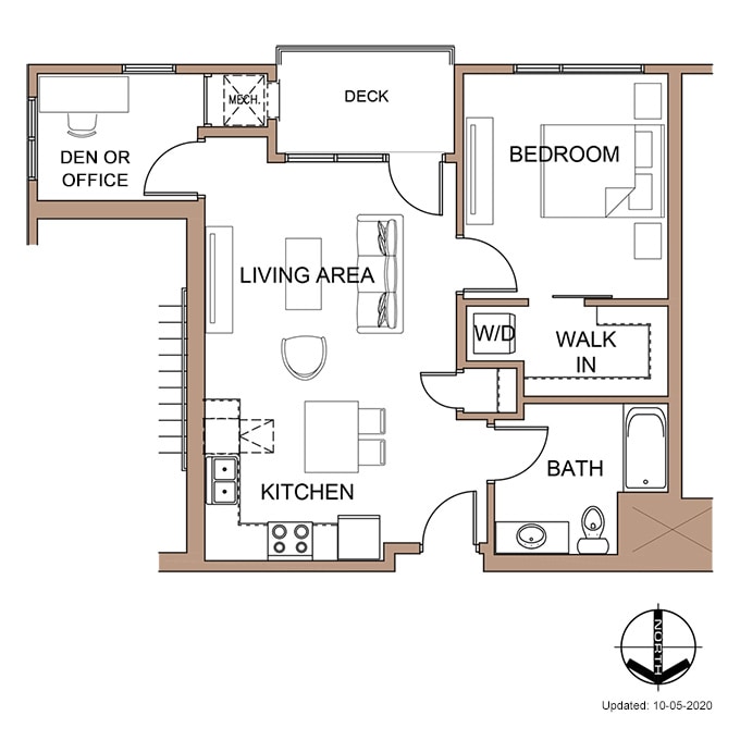 Farnam Flats - One Bedroom 'D' Apartment Floor Plan Details.