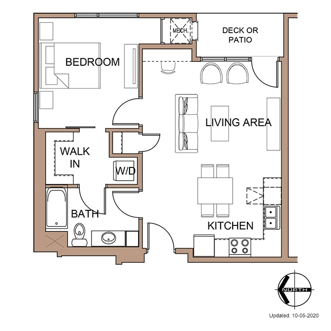 Farnam Flats - One Bedroom 'F' Apartment Floor Plan Details.