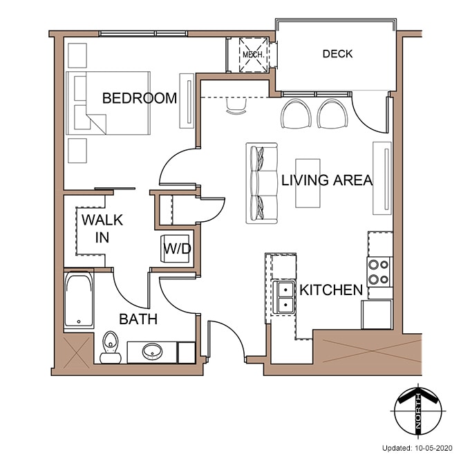Farnam Flats - One Bedroom 'G' Apartment Floor Plan Details.