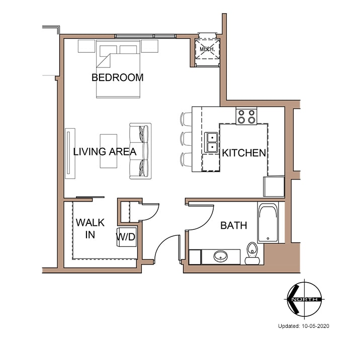 Farnam Flats - Studio 'C' Apartment Floor Plan Details.