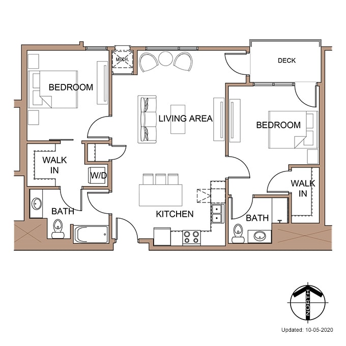 Farnam Flats - Two Bedroom 'B' Apartment Floor Plan Details.
