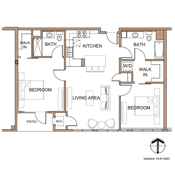 Farnam Flats - Two Bedroom 'A4' Apartment Floor Plan.